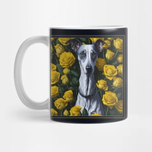 Whippet yellow roses 2 Mug